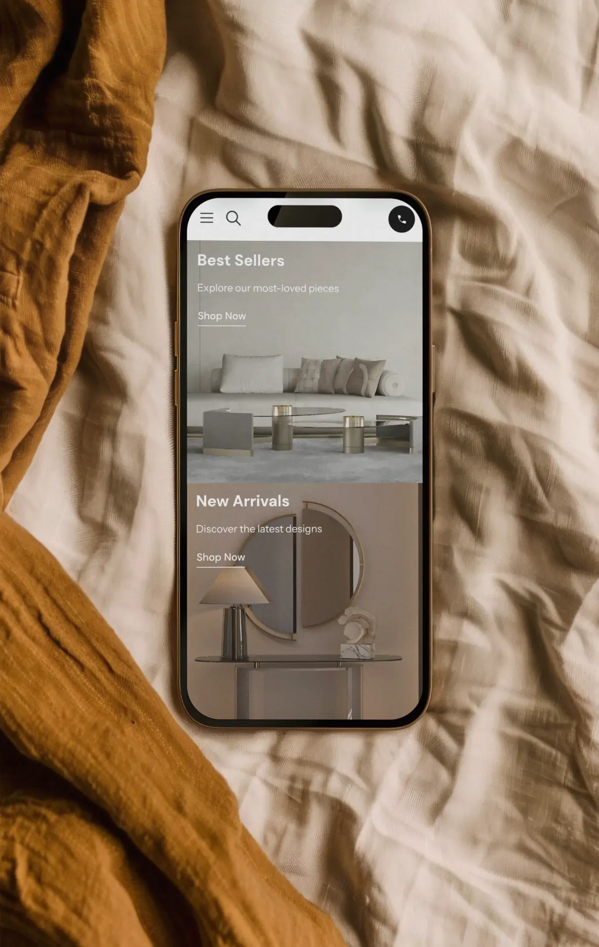 Furniture site on a phone